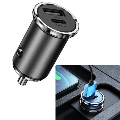 Kompaktowa ładowarka samochodowa – podwójny port USB i szybkie ładowanie