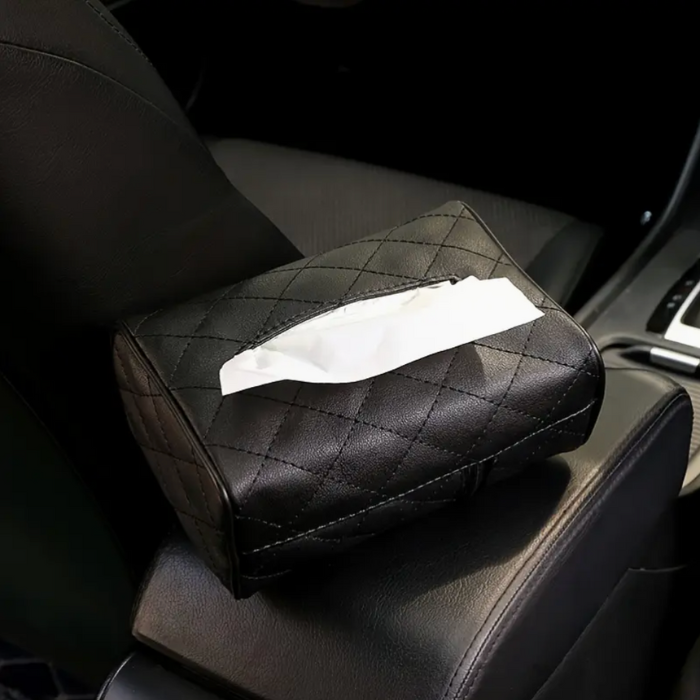 Taschentuchbox Auto aus PU-Leder – Sonnenblenden- oder Kopfstützenbefestigung