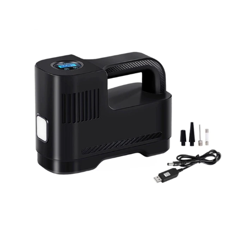 12Vのポータブルデジタルエアコンプレッサー LEDライト付き - 夜間の安全性と使用