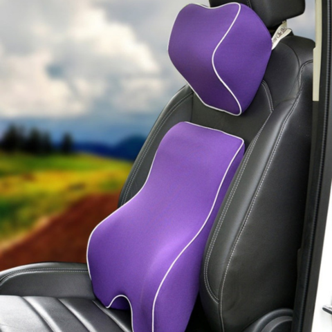 Memory Foam Lumbar Support and Headrest Cushion - Comfort and Back Relief
