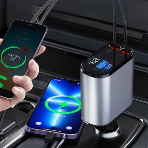 Caricatore Auto Veloce – Compatibilità iPhone e USB-C
