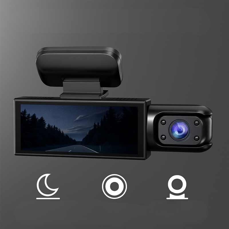 Dashcam Doppel Full HD Auto - Nachtsicht + Innenkamera