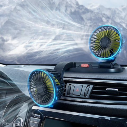 Kétfejű automatikus ventilátor - USB vagy szivargyújtó tápegység