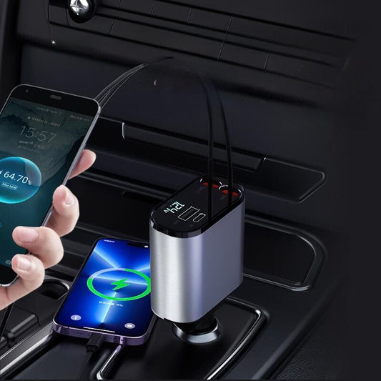 Rychlonabíječka do auta 12V – USB & Type-C s displejem 