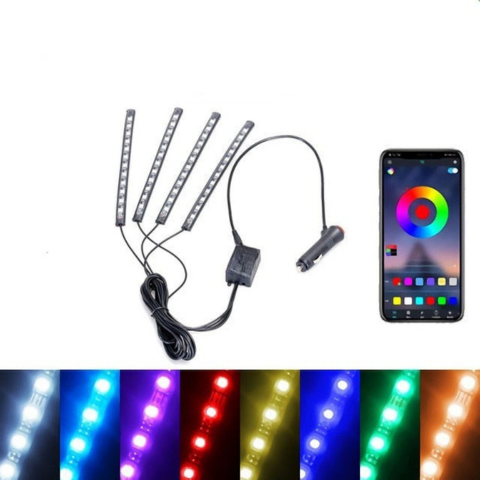 ערכת LED לאווירה לרכב – אורות רב-צבעוניים מגיבים לקול 