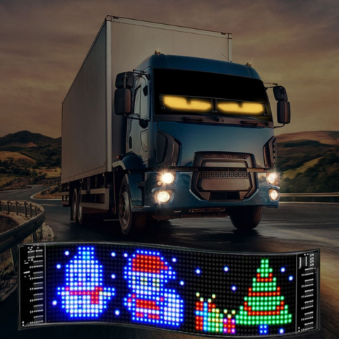 Pannello LED Parabrezza — Visualizzazione Animata e Controllo Remoto 