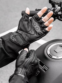 Motorcykelhandsker med Halvfingre i PU-læder – Retro Biker Stil & Åndbare Sommer 