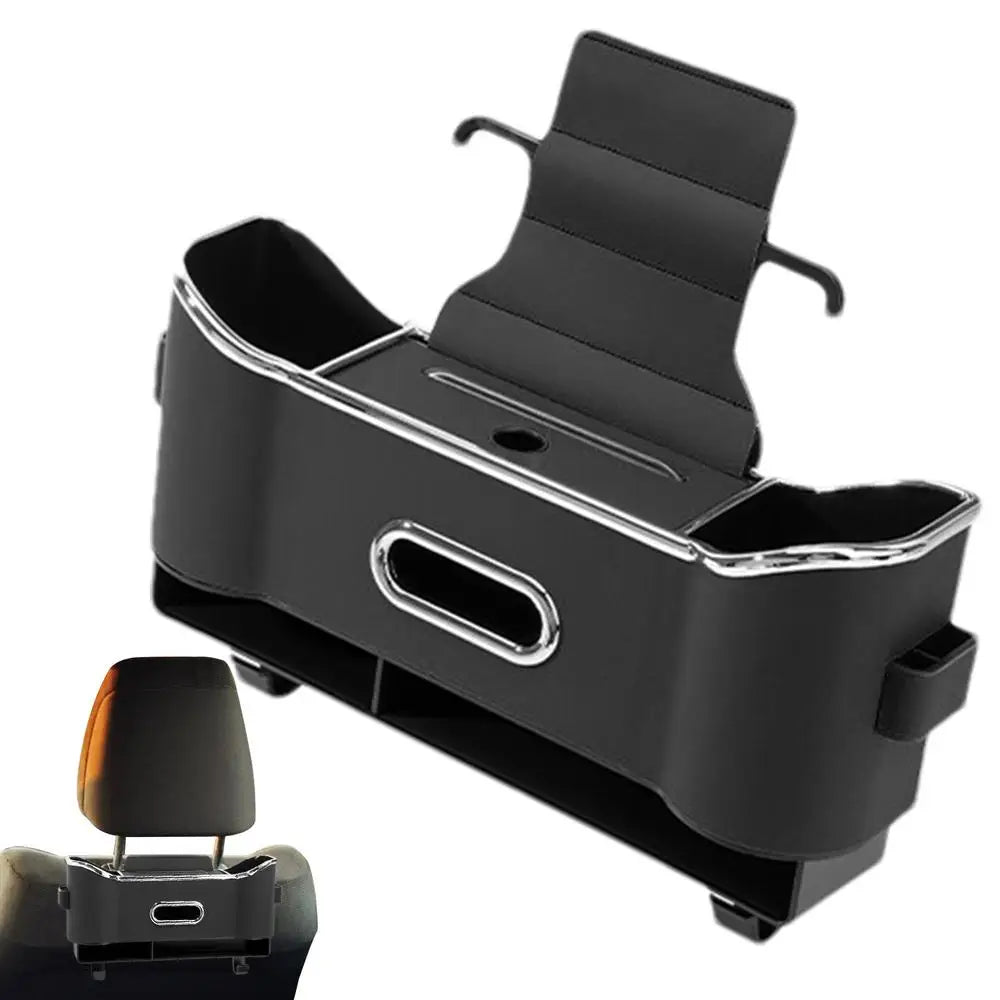 Takaistuimen järjestäjä koukuilla ja säilytyslaatikolla - optimoitu tila ja siisti auto